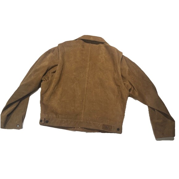 90s Polo Ralph Lauren Suede Leather Jacket Mens XL Brown Plaid Ranch Coat Rare - Picture 9 of 13